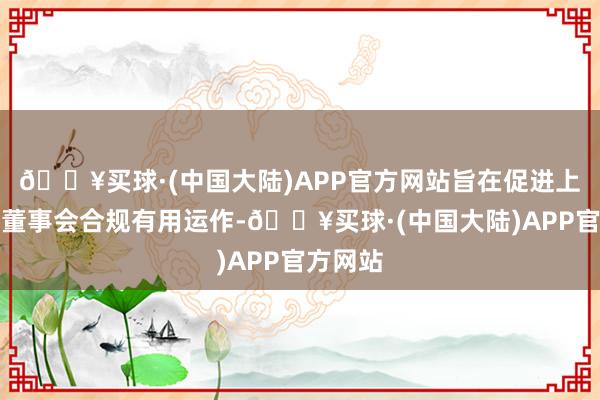 🔥买球·(中国大陆)APP官方网站旨在促进上市公司董事会合规有用运作-🔥买球·(中国大陆)APP官方网站