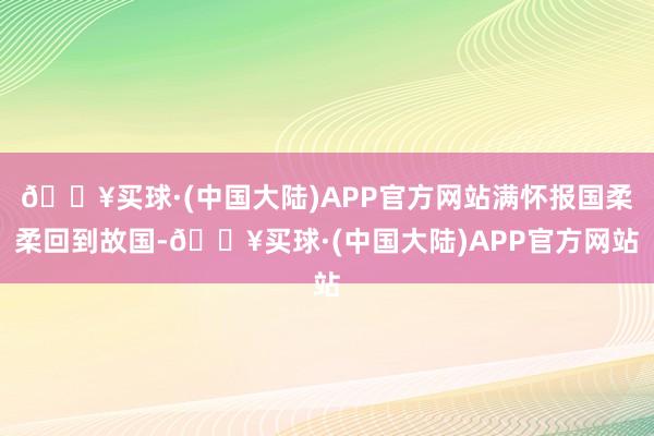 🔥买球·(中国大陆)APP官方网站满怀报国柔柔回到故国-🔥买球·(中国大陆)APP官方网站