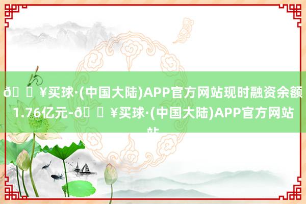 🔥买球·(中国大陆)APP官方网站现时融资余额1.76亿元-🔥买球·(中国大陆)APP官方网站